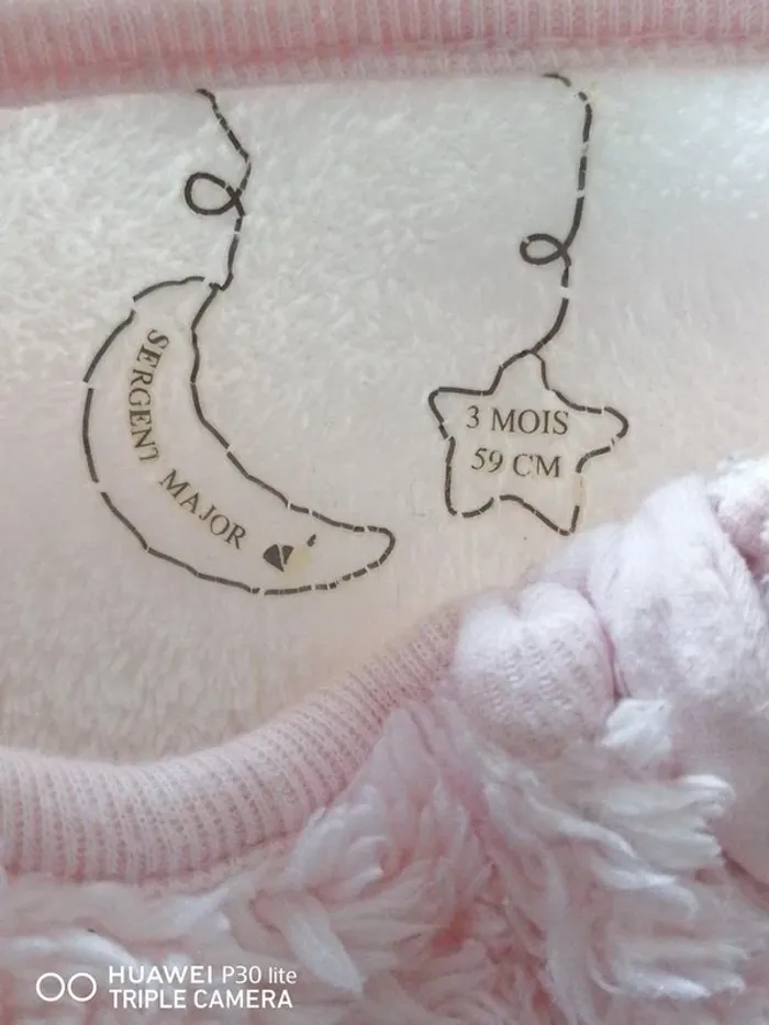 Sur-pyjama Sergent Major – 3-6 mois – Blanc/rose - photo numéro 3