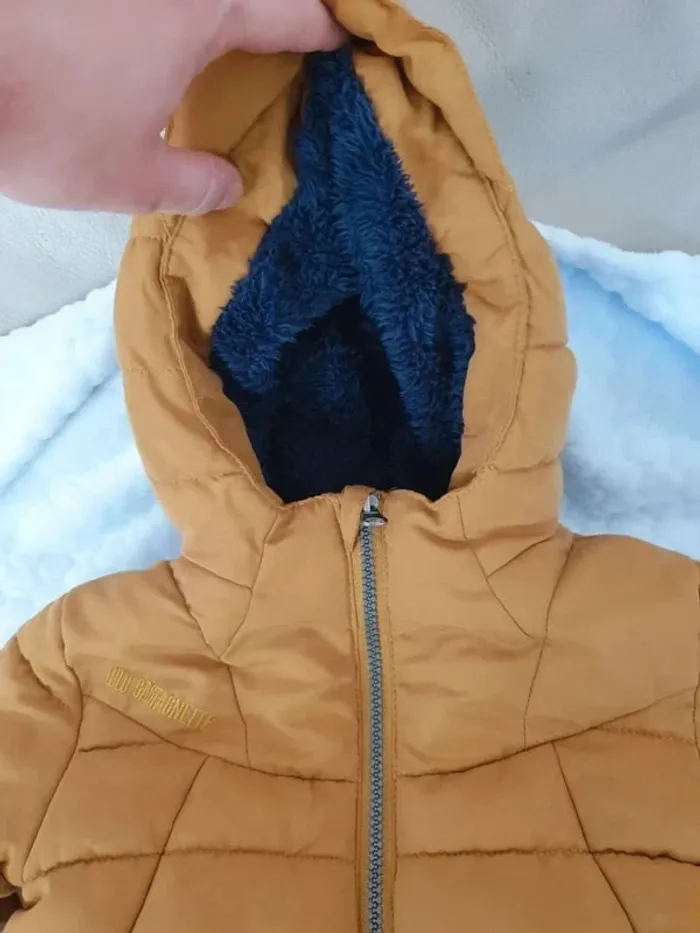 Blouson doudoune 24 mois 2 ans lulu castagnette chaude jaune loutarde camel bleu polaire - photo numéro 5