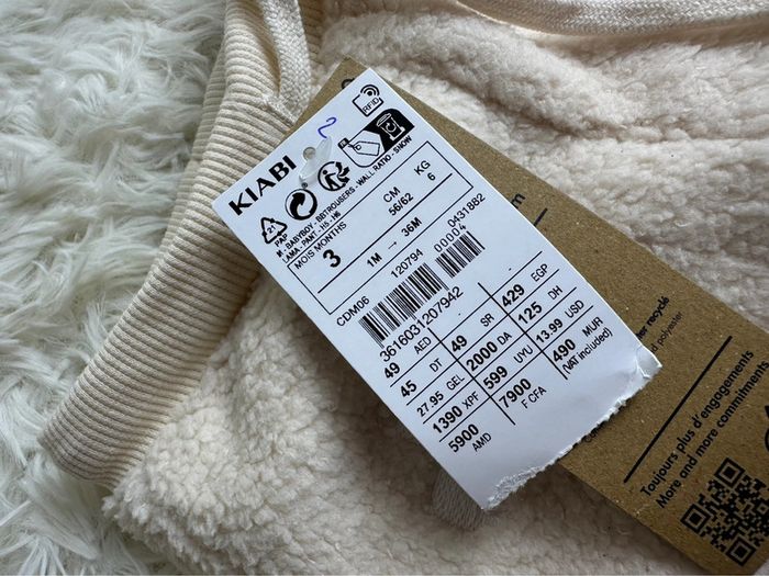 Pantalon sherpa beige avec lama Kiabi taille 3 mois - photo numéro 4