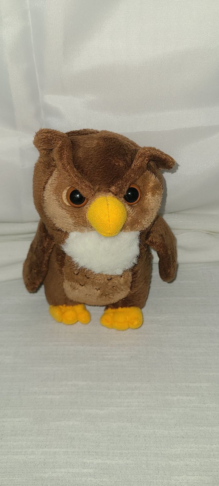 Peluche Animal Chouette Marron Gros Yeux 14 cm - photo numéro 3