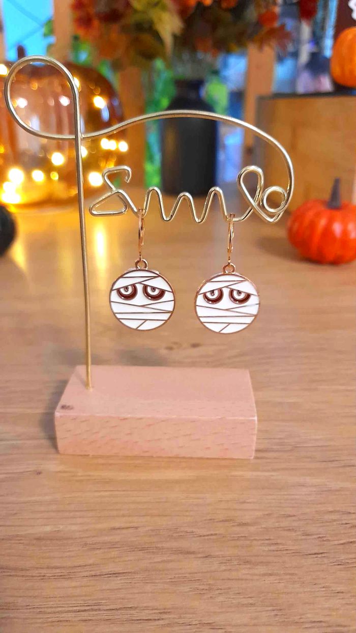 Boucles d’Oreilles Halloween Momies Rondes