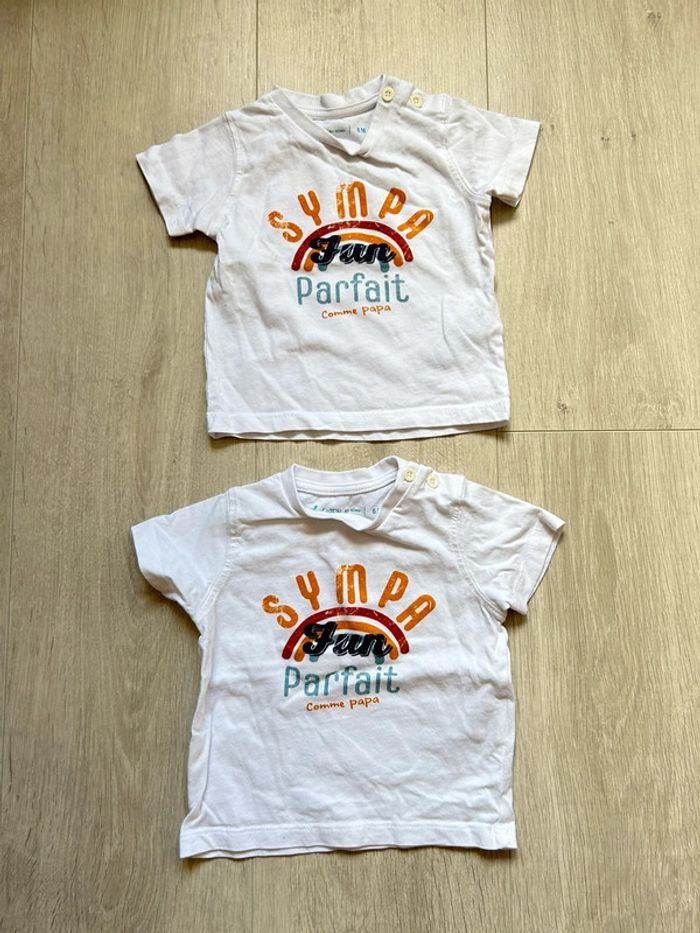Lot de 2 tshirts 6 mois gemo