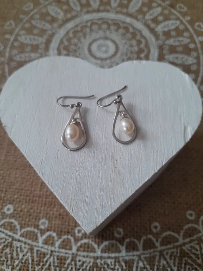 Boucles d'oreilles perles argent 925