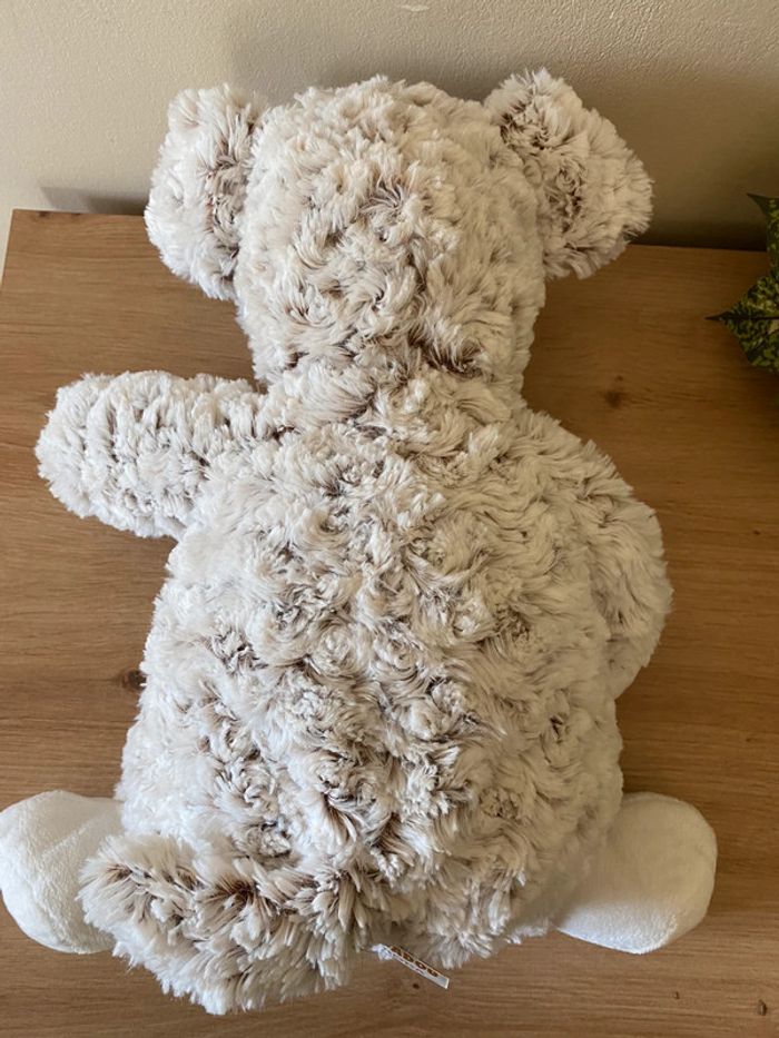Doudou peluche gros chien blanc chine marron rodadou roda 36 cm - photo numéro 4