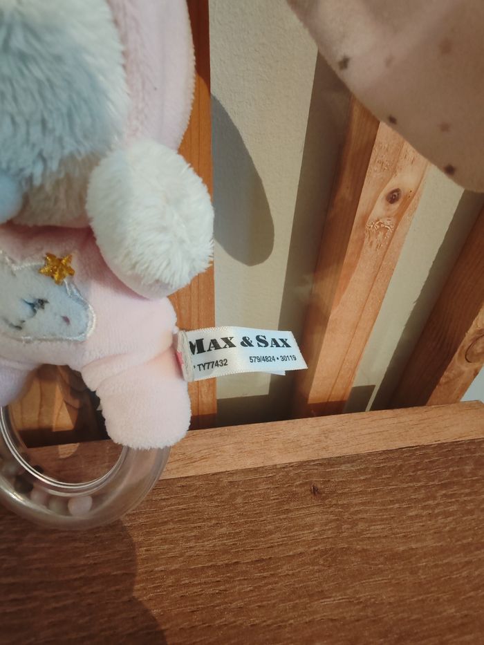 Lapin ours rose et blanc Hochet - photo numéro 2