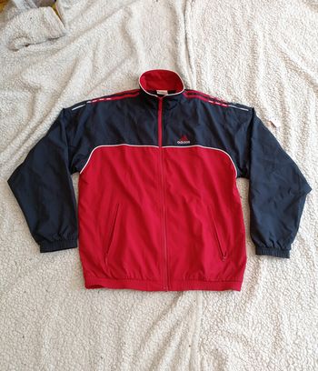 Veste coupe-vent Adidas vintage rouge et noire - années 2000 vintage