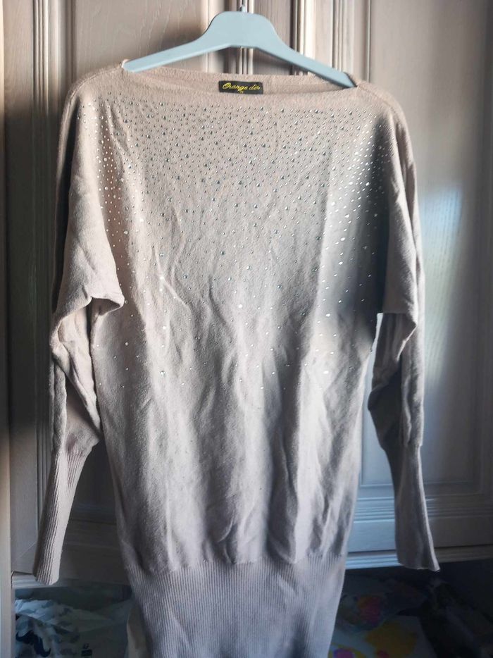 Pull avec strass marron Orange d'or
