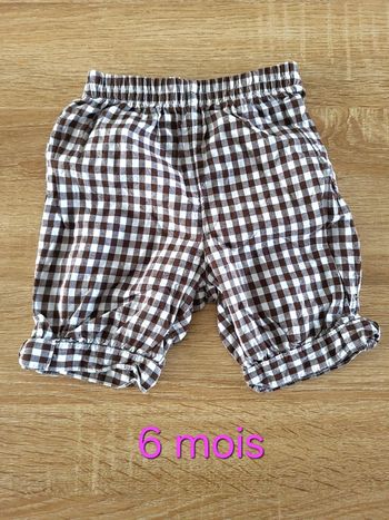 Short vichy marron 6 mois