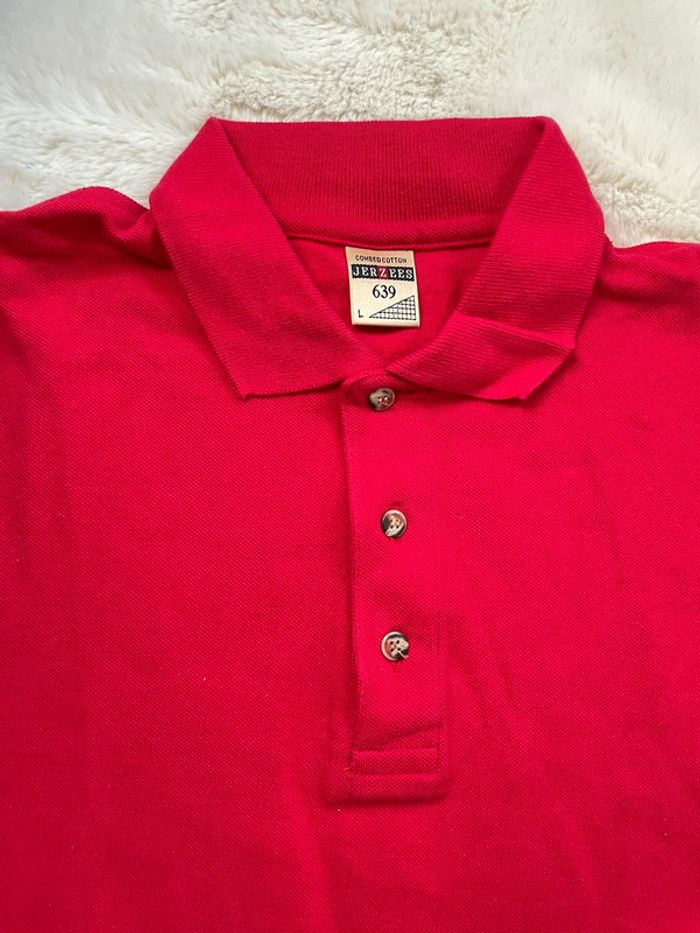 Polo rouge 100% coton taille L jerzees - photo numéro 2