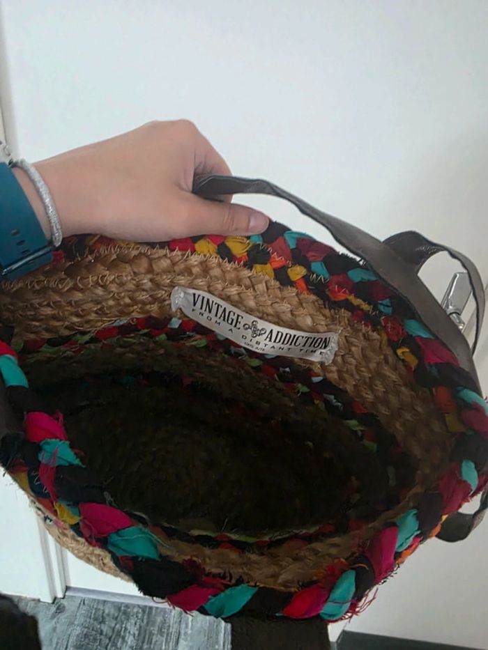 Sac en paille coloré vintage - photo numéro 5