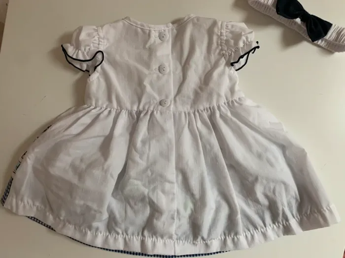 Adorable tenue été 3 pièces comme neuve 3 mois robe bloomer bandeau - photo numéro 5
