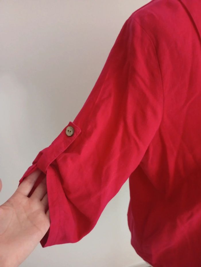 Coline - Blouse rouge taille L | Coton / manches 3/4 - photo numéro 5