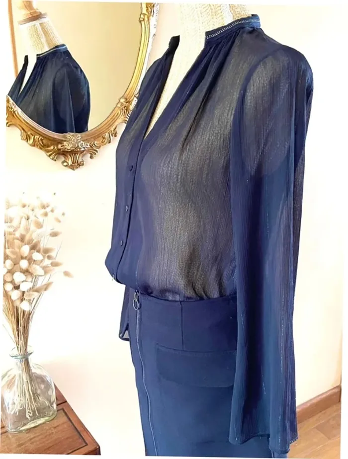 Sublime blouse chemise manche longue noir fluide Zara taille XS - photo numéro 2