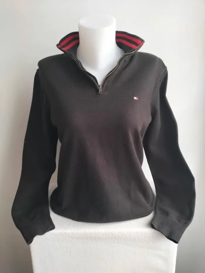 Pull Femmes Col Zippé 100% Coton - Tommy Hilfiger - Taille L