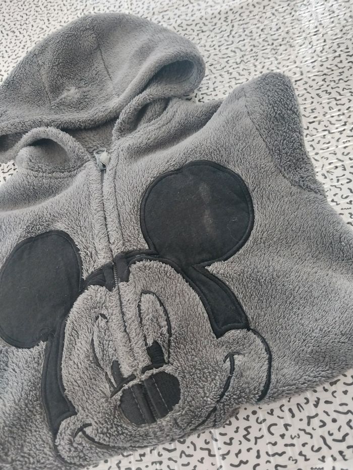 Sweat zippé Disney Mickey 5 ans gris polaire capuche chaud mixte - photo numéro 5
