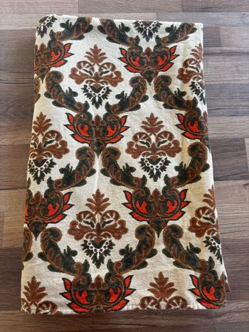 Vintage ancien coupon de tissu années 70 tons orange marron vert