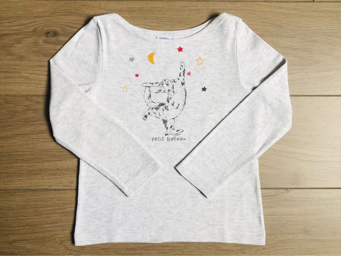 T-shirt ML sérigraphié chat Petit bateau T-4 ans - photo numéro 2