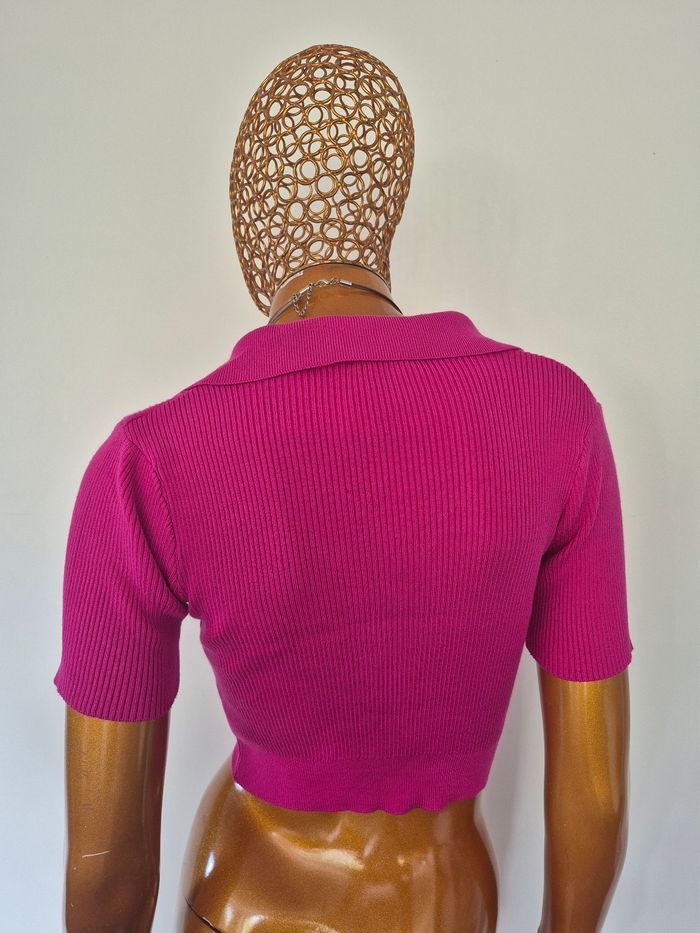 Top femme Col V Fuschia Manches courtes S/M - photo numéro 2