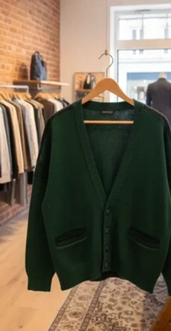 Cardigan Oversize Cambridge - Vert Forêt & Style Heritage 
