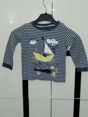 Tee-shirt Sergent Major rayé bleu avec motif et manches longues