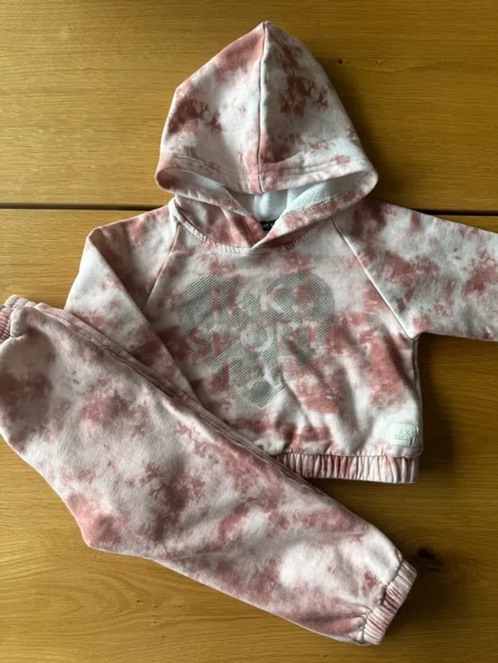 Jogging 2 pièces avec sweat à capuche et pantalon rose pâle avec/rose - Taille 4 Ans - photo numéro 2
