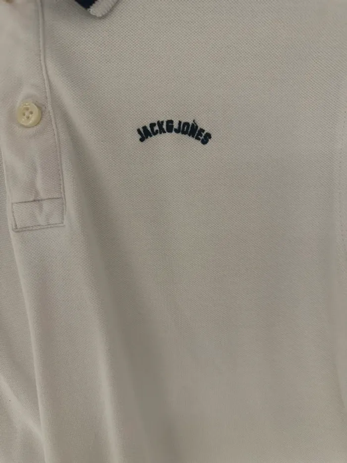 Polo Jack & Jones – Blanc col bleu marine – Taille M - photo numéro 4