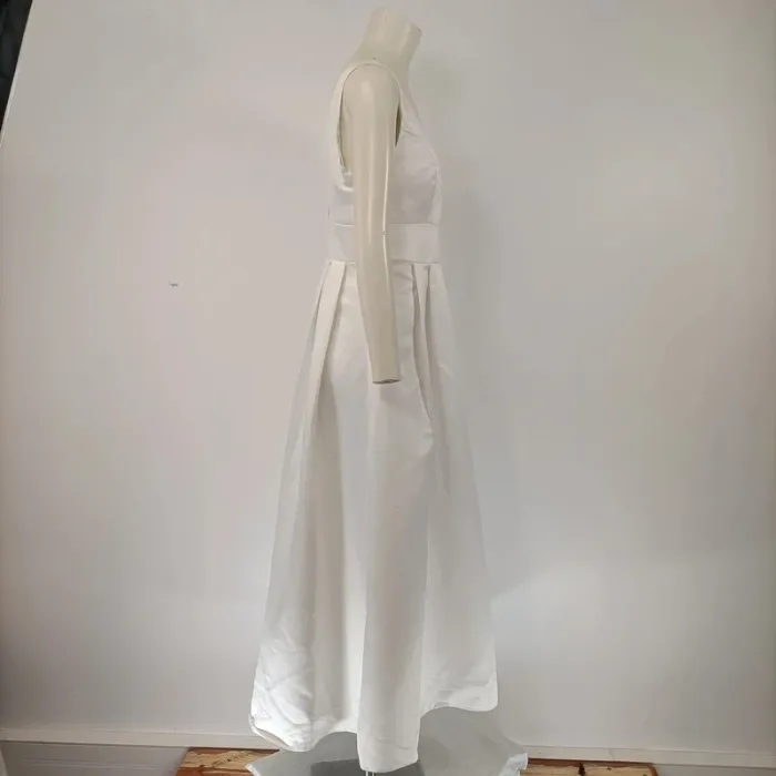 Robe longue blanche satinée Charms avec veste boléro assortie taille S cérémonie A099 - photo numéro 6