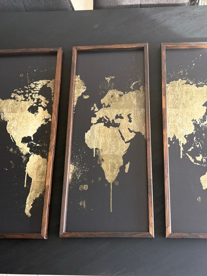 Tryptique carte du monde 30x70 cm neuf - photo numéro 7