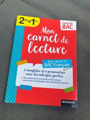 Mon carnet de lecture bac 1 ère seconde œuvre français