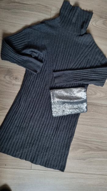 Robe pull grise L 40 42 sympa longue