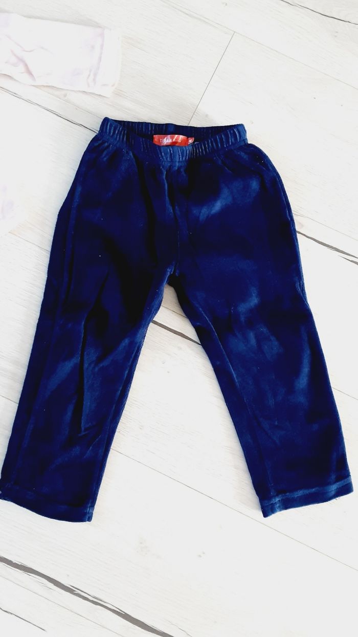 Vêtement fille pyjamavelours chat chatons marine et rose Tissaia 3 ans - photo numéro 2