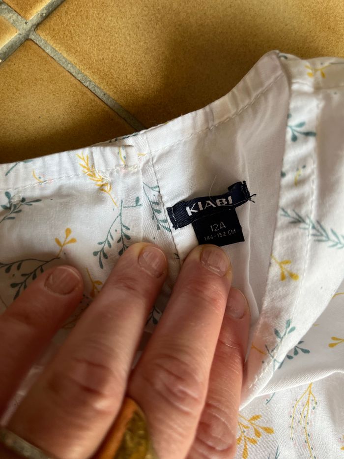 Belle robe d’été blanche motifs « feuilles » T. 12 ans /152 cm fille TBE - photo numéro 7