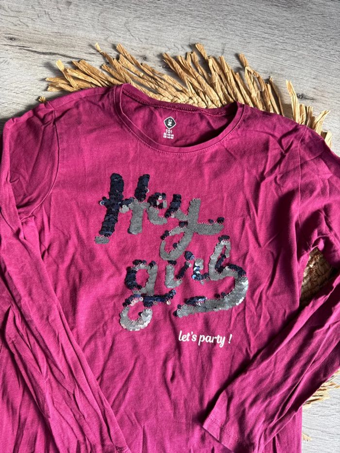 T-shirt manches longues grain de blé Z avec sequins 10 ans fille - photo numéro 2