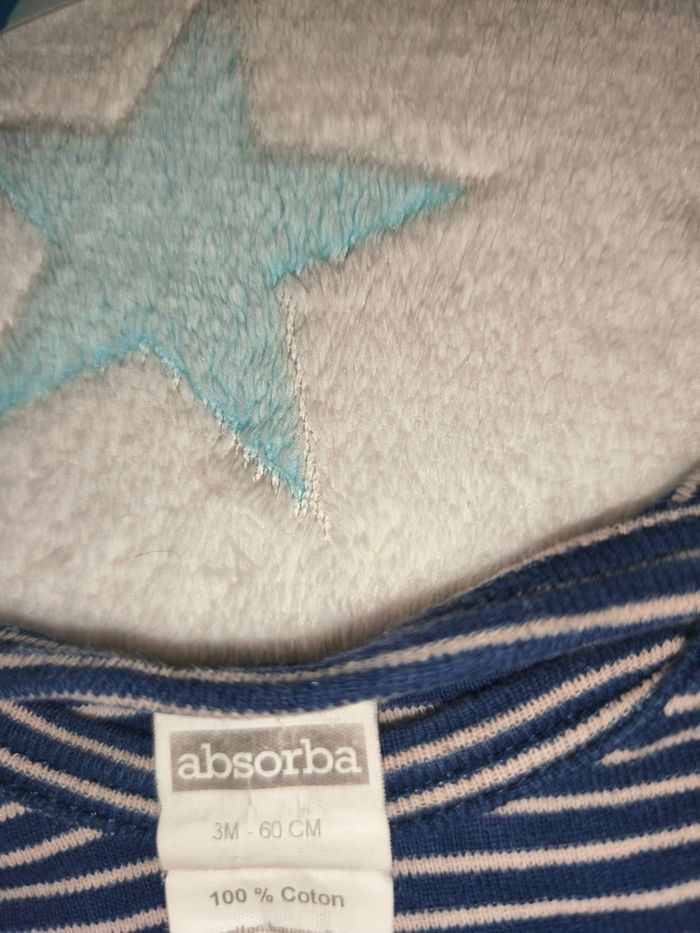 Bodie manches longues garçon absorba bleu et blanc taille 3 mois - photo numéro 3