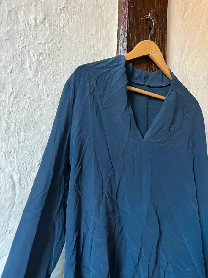 Blouse bleu marine en soie IKKS – T42 - photo numéro 2
