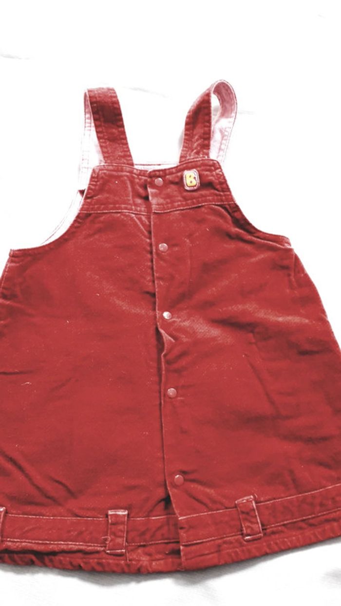 Robe salopette en velours rouge 18 mois - photo numéro 4