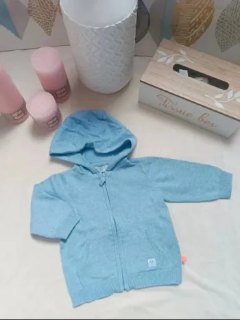 Gilet zippé à capuche bleu clair Cadet Rousselle 6 mois garçon