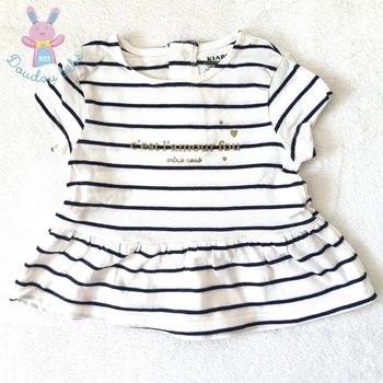 Robe rayée marine blanc bébé fille 3 Mois été