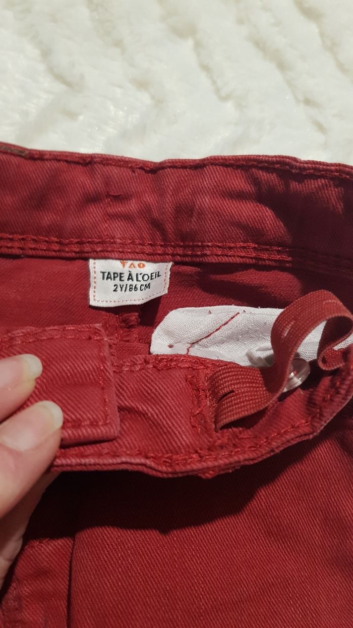 Pantalon jean rouge bordeaux - photo numéro 3