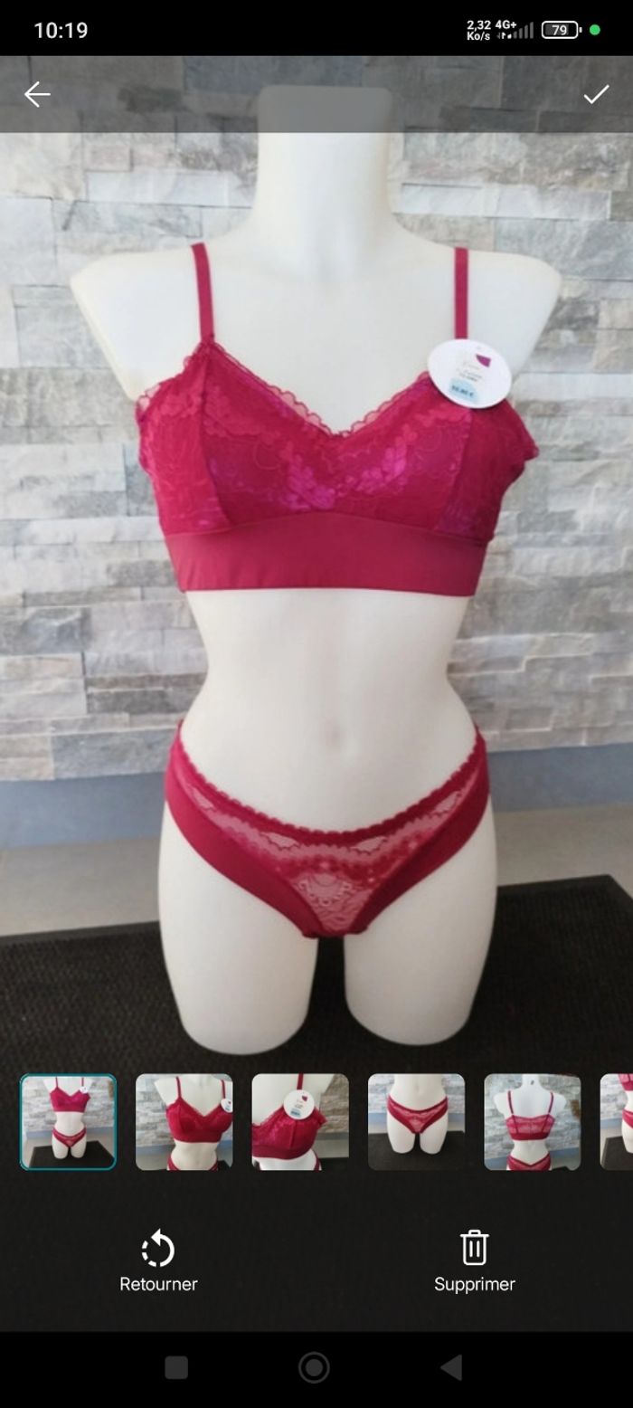 Lingerie femme ensemble soutien-gorge et string neuf sous blister - photo numéro 2