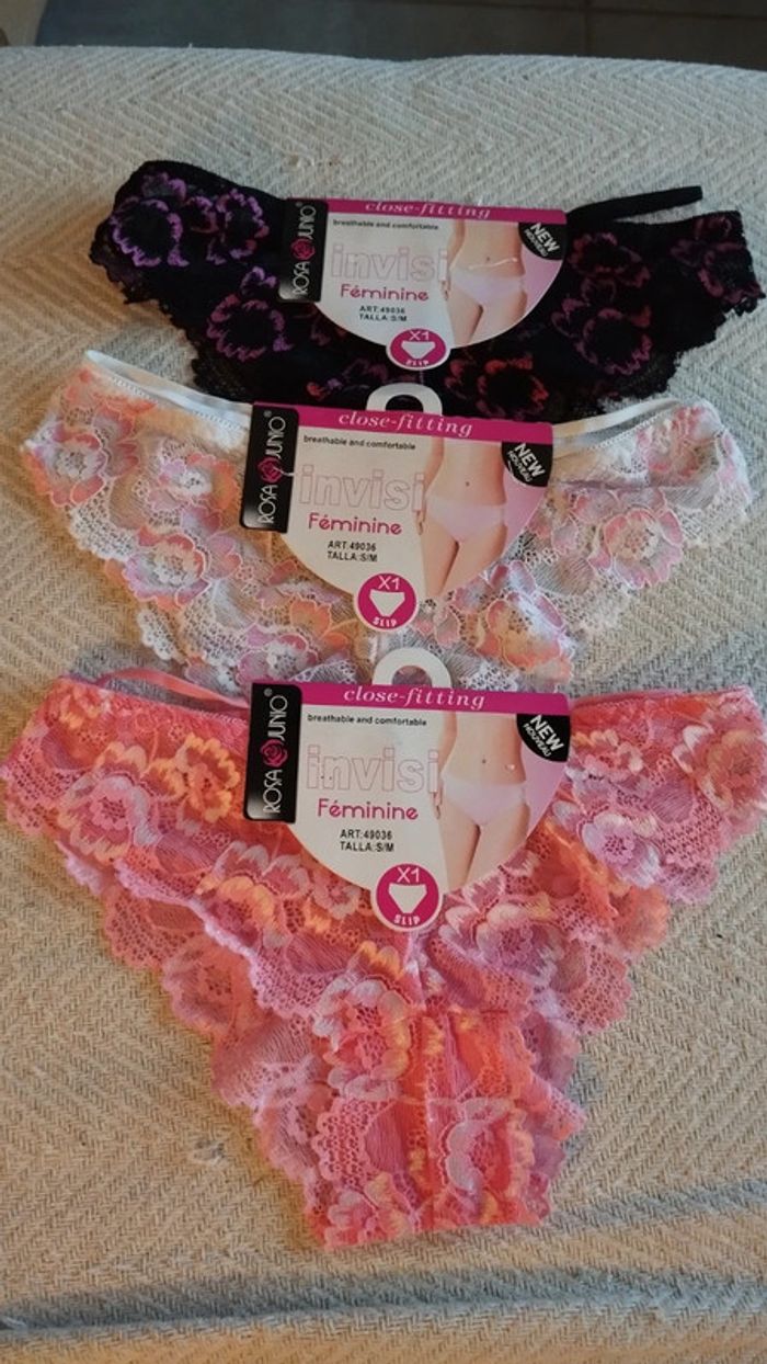 Lot de 3 culottes rose noire et blanche taille 34/36 femme - photo numéro 3
