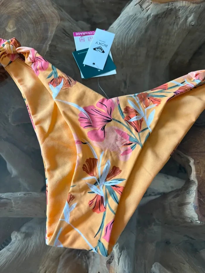 Bas de maillot de bain Roxy femme fleurs orange mini coverage - photo numéro 3