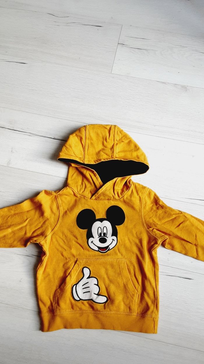 Vêtement garçon pull à capuche moutarde Mickey Disney Orchestra 5 ans - photo numéro 2