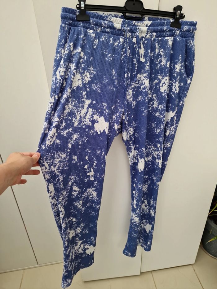 Pantalon Fluide Léger Bleu Dégradé Blanc M&S - photo numéro 2