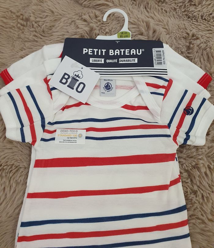 Lot de 3 bodies manches courtes 18mois petit bateau - photo numéro 2