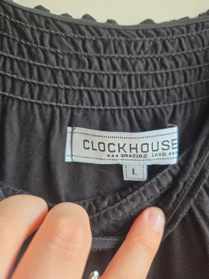 Blouse noire clockhouse à strass - taille L - photo numéro 4