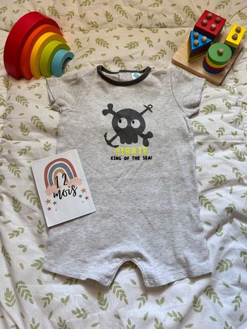 combishort en coton gris tex 12 mois