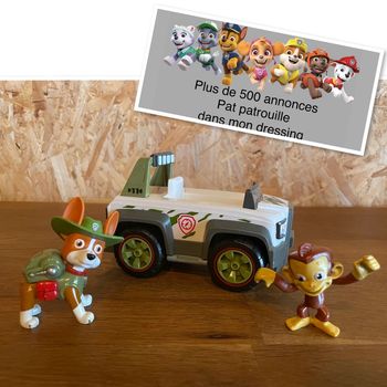 Idée cadeau 🎁 figurine Tracker et son véhicule avec le singe Mando de la Pat Patrouille
