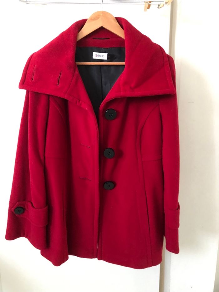 Manteau rouge en laine mélangée - photo numéro 2