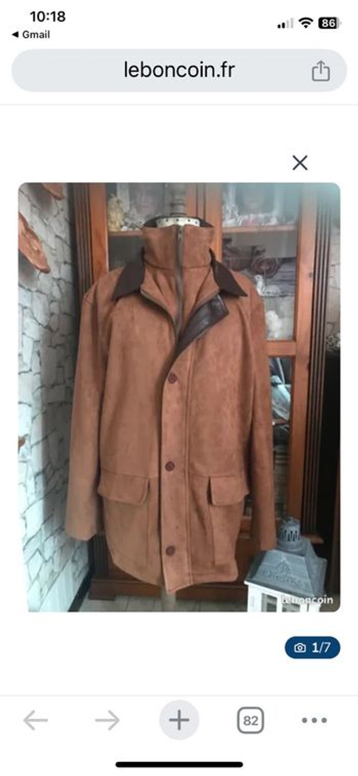 Veste en daim touché peau de pêche pour homme